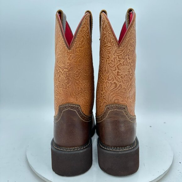 Justin Women Size 7B GY9530 Starlina 11" Tan Frenzy Square Toe Western Boot - Picture 5 of 13